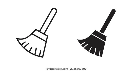 Icono de escoba icono plano simple. Versión Liner - Vector de stock.