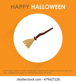 broom icon. halloween icon on Orange shadow background