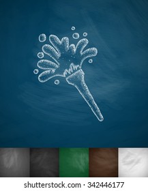 broom icon. Hand drawn vector illustration. Chalkboard Design