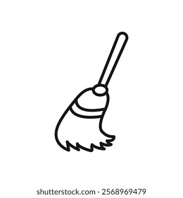 Broom icon Isolated flat vector in outline