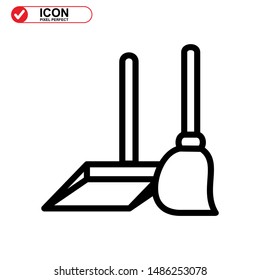 broom icon isolated sign symbol vector illustration - high quality black style vector icons
