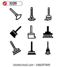 broom icon isolated sign symbol vector illustration - Collection of high quality black style vector icons
