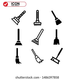 broom icon isolated sign symbol vector illustration - Collection of high quality black style vector icons
