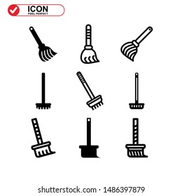 broom icon isolated sign symbol vector illustration - Collection of high quality black style vector icons
