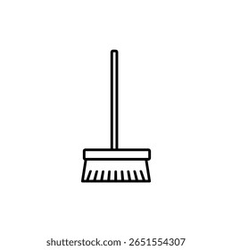 ícone de vassoura símbolo isolado vetor símbolo, ilustração simples plana linear preta para web e app..eps