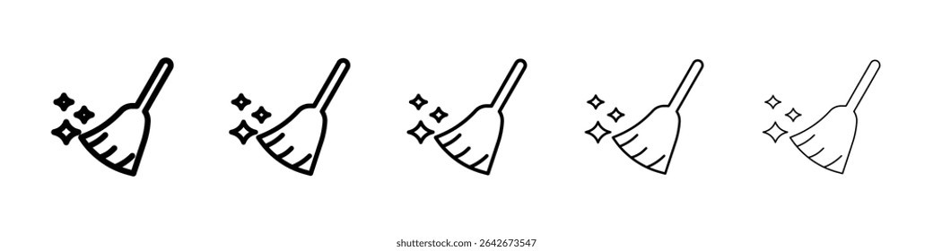 broom icon isolated vector on white background set