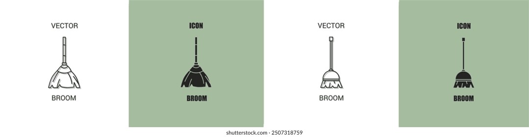 Línea de icono de escoba. Ilustración vectorial de escoba.
