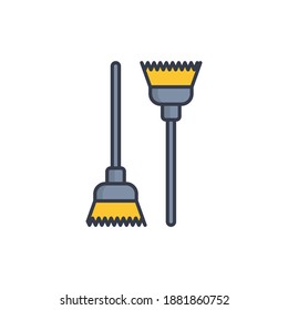 Broom icon or logo illustration filled outline style vector, full color.