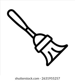 broom icon modern illustration art design black and white silhouette with bold outline 