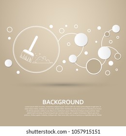 Broom icon on a brown background with elegant style and modern design infographic. Vector illustration