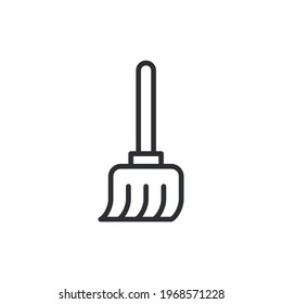 broom icon on white background. sweeping broom icon. Broom outline icon. linear style sign for mobile concept and web design. Sweeping broom simple line vector icon. Symbol, logo illustration.