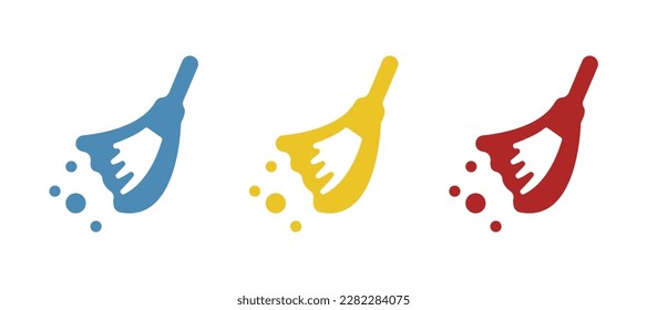 icono de escoba en fondo blanco, ilustración vectorial