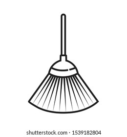 Broom icon outline on white background