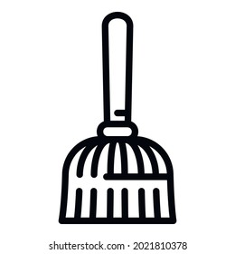 Icono de la habitación. Icono de vector de escoba de contorno para diseño web aislado en fondo blanco