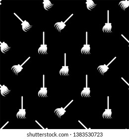 Broom Icon Seamless Pattern, Cleaning Tool Icon Vector Art Illustration
