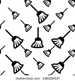 Broom Icon Seamless Pattern, Cleaning Tool Icon Vector Art Illustration