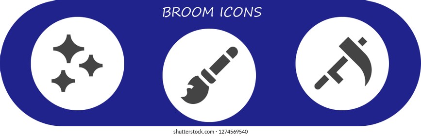  broom icon set. 3 filled broom icons. Simple modern icons about  - Clean, Broomstick, Scythe