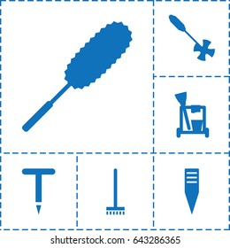 Broom icon. set of 6 broom filled icons such as cleaning tools, broom, dust brush