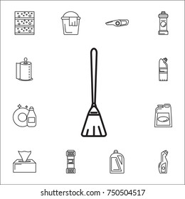 broom icon. Set of cleaning tools icons on white background