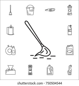 broom icon. Set of cleaning tools icons on white background