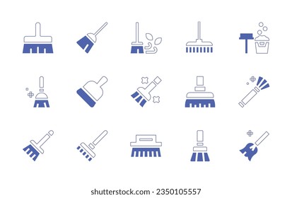 Broom icon set. Duotone style line stroke and bold. Vector illustration. Containing broom, sweeping broom, cleaner, sweeping, brush, magic broom.