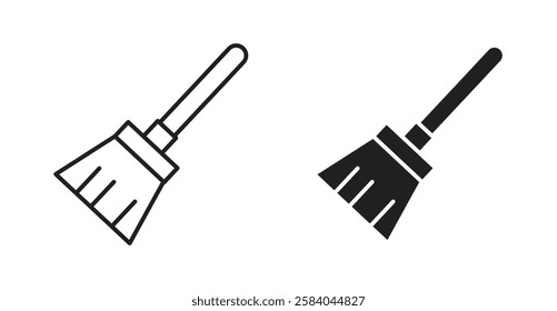 Broom icon set in thin line. vector illustrations for web