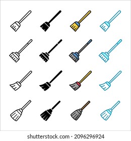 broom icon set vector design template in white background