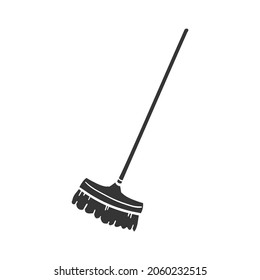 Broom Icon Silhouette Illustration. Chores Tools Vector Graphic Pictogram Symbol Clip Art. Doodle Sketch Black Sign.