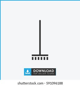 broom icon. Simple outline broom vector icon. On white background.