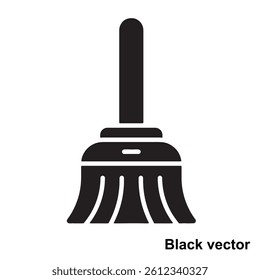 Broom Icon Vector – Black Cleaning Symbol for Apps, UI, and Infographics