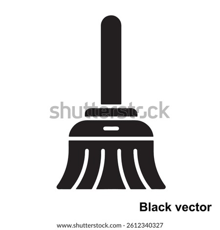 Broom Icon Vector – Black Cleaning Symbol for Apps, UI, and Infographics
