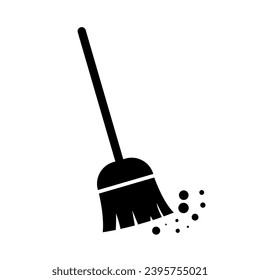 Broom icon Vector with black and white color