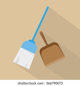 Broom icon vector. Flat design 