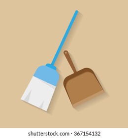 Broom icon vector. Flat design