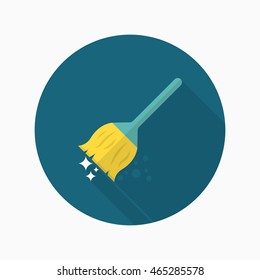 Broom icon , Vector flat long shadow design. 