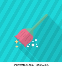 Broom icon , Vector flat long shadow design.