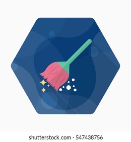Broom icon , Vector flat long shadow design.