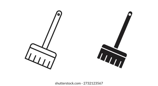 Icono de escoba. Ilustración vectorial, plano y carrera