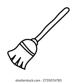 Ilustración vectorial de Icono de Escoba Aislada sobre Fondo Blanco. Diseño de escoba simple, limpio y moderno adecuado para App de limpieza, guías de limpieza, proyectos de mantenimiento del hogar, herramientas de gestión de tareas domésticas.