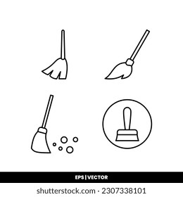 Broom icon vector illustration logo template for many purpose. Isolated on white background.