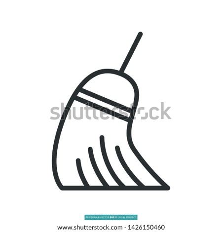 Broom Icon Vector Illustration Logo Template