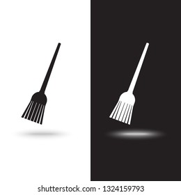 Broom icon Vector. on black and white background