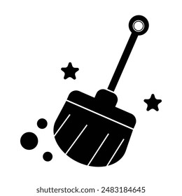 Vector del icono de la escoba sobre fondo blanco