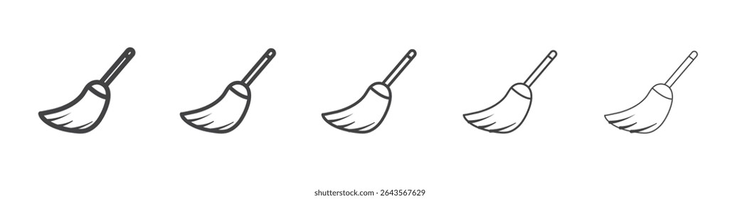 Broom icon vector outline set illustration sign
