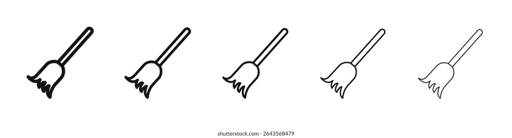 Broom icon vector outline set illustration sign