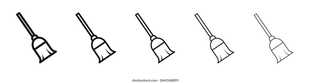 Broom icon vector outline set illustration sign