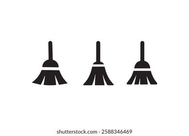 broom icon vector silhouette isolated in white background