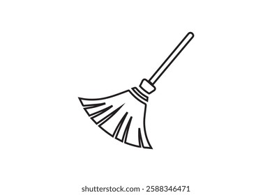 broom icon vector silhouette isolated in white background