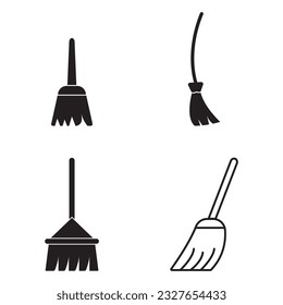 diseño del logotipo de la ilustración de la plantilla del vector de icono de escoba