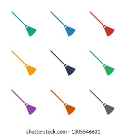 broom icon white background. Editable filled broom icon from cleaning. Trendy broom icon for web and mobile.